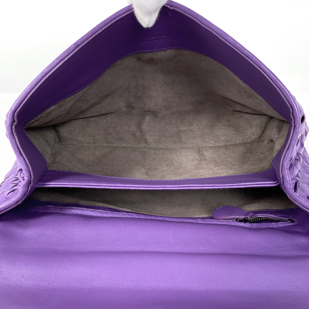 ボッテガヴェネタ イントレチャート チェーン ショルダーバッグ レザー パープル レディース 【中古】brbag