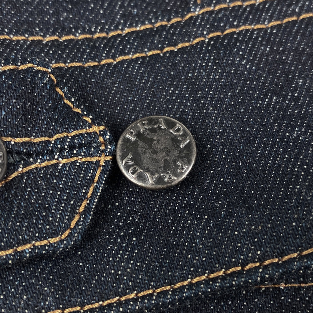 プラダ ロゴボタン デニムジャケット ジップアップ アウター デニムジャケット 綿 エラステイン ブルー メンズ 【中古】brapp