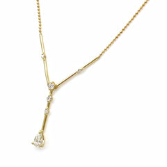 ダイヤモンド デザインネックレス YG イエローゴールド ペンダント メレダイヤ ネックレス K18 ダイヤモンド レディース 【中古】nbjwl