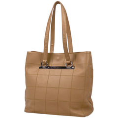 シャネル チョコバー トートバッグ ショルダーバッグ ロゴ トートバッグ レザー ベージュ レディース 【中古】brbag