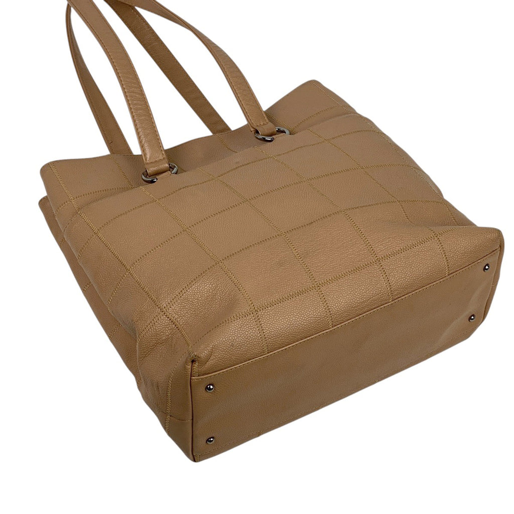 シャネル チョコバー トートバッグ ショルダーバッグ ロゴ トートバッグ レザー ベージュ レディース 【中古】brbag