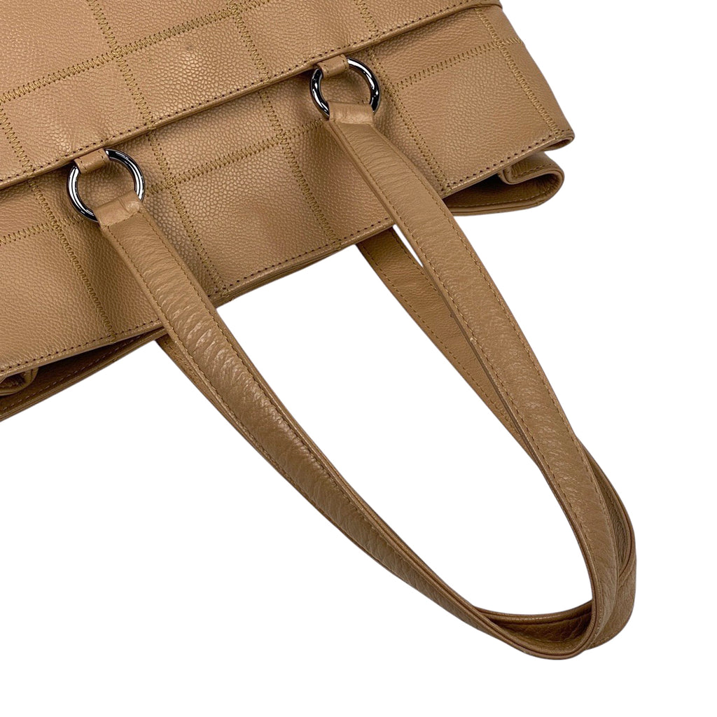 シャネル チョコバー トートバッグ ショルダーバッグ ロゴ トートバッグ レザー ベージュ レディース 【中古】brbag