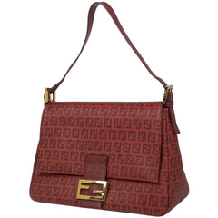 フェンディ ズッキーノ柄 ショルダーバッグ ハンドバッグ ワンショルダー マンマバゲット ショルダーバッグ コーティングキャンバス レッド 8BR001 レディース 【中古】brbag