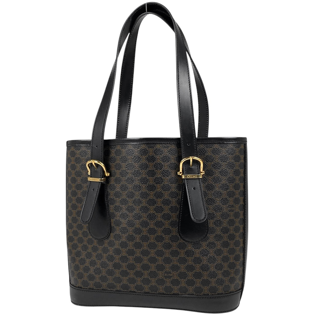 セリーヌ マカダム柄 トートバッグ ハンドバッグ バケツ型 コーティングキャンバス ブラック レディース 【中古】 brbag