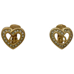 クリスチャンディオール ロゴ ラインストーン イヤリング ハートモチーフ イヤリング GP ゴールド レディース 【中古】 bracc