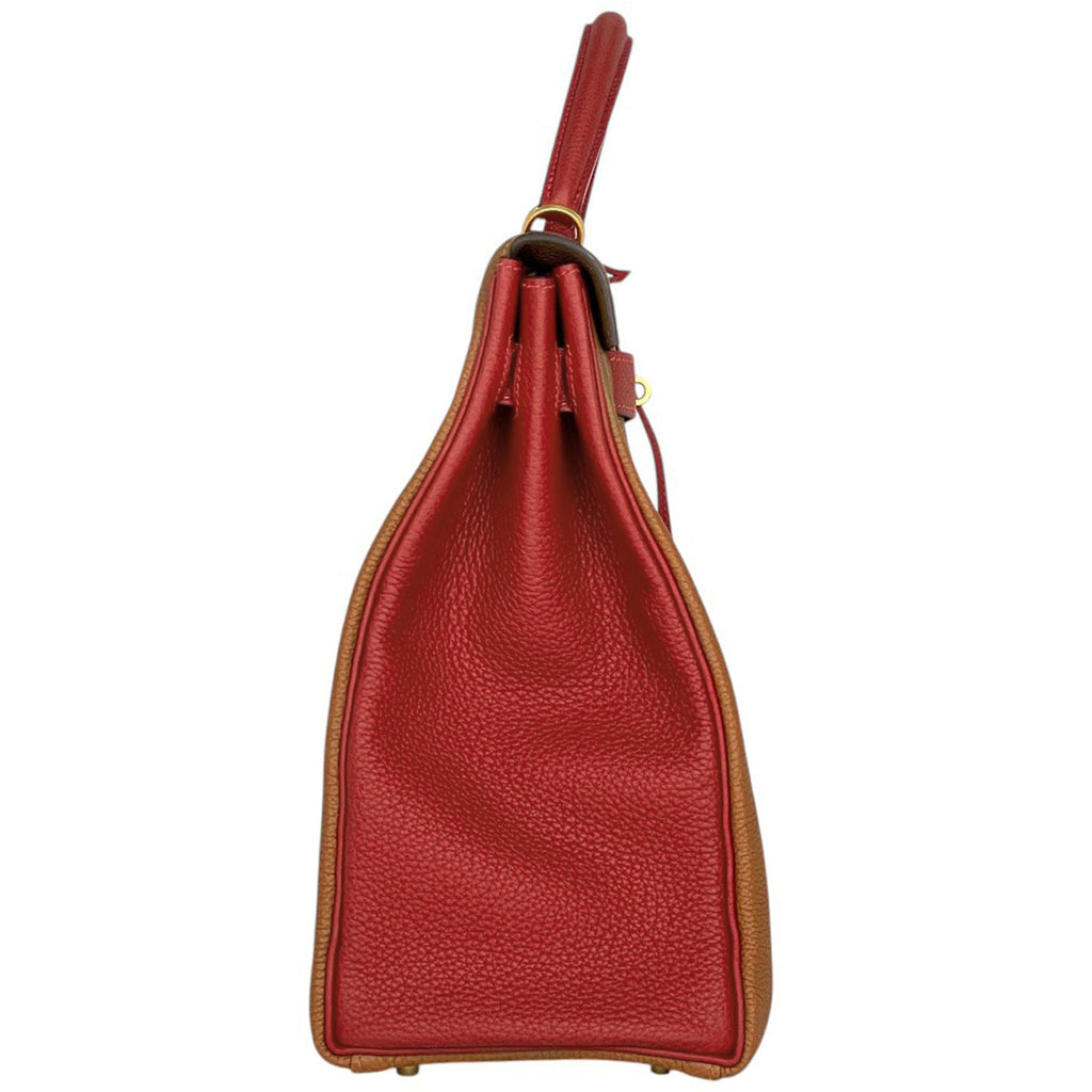 【最終値引き】 エルメス ケリー 40 内縫い 2WAY ショルダーバッグ パーソナルオーダー 馬蹄マーク ハンドバッグ トゴ ゴールド ルージュヴィフ W レディース 【中古】 brbag
