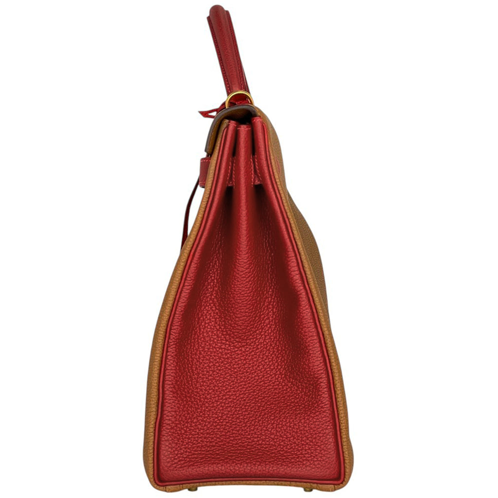 【最終値引き】 エルメス ケリー 40 内縫い 2WAY ショルダーバッグ パーソナルオーダー 馬蹄マーク ハンドバッグ トゴ ゴールド ルージュヴィフ W レディース 【中古】 brbag