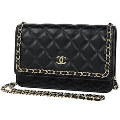 シャネル チェーンウォレット マトラッセ ショルダーバッグ レザー ブラック AP0674 レディース 中古 brbag