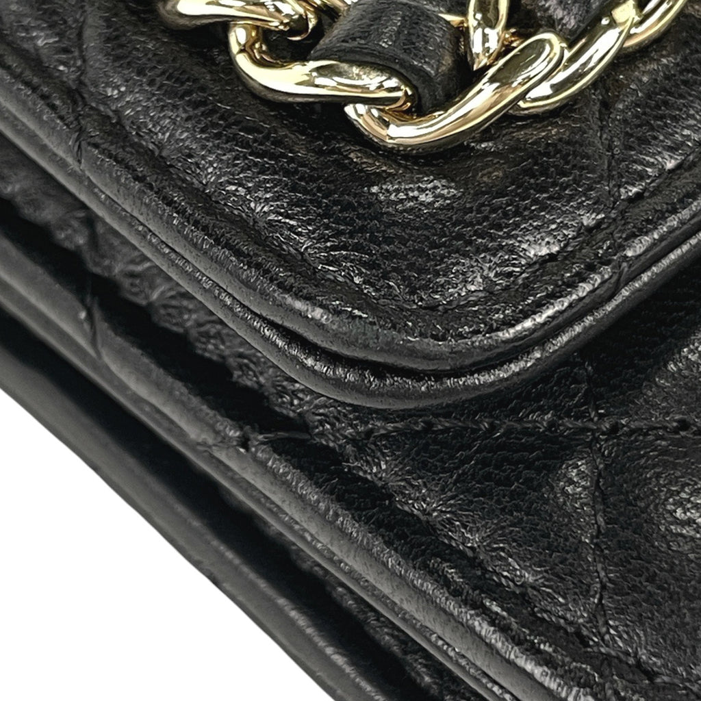 シャネル チェーンウォレット マトラッセ ショルダーバッグ レザー ブラック AP0674 レディース 中古 brbag