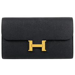 エルメス コンスタンス ロング トゥーゴー長財布 二つ折り 札入れ カード入れ 長財布 ヴォーエプソン ブラック K レディース 【中古】brbag