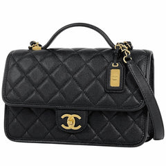 シャネル ココマーク トップハンドル チェーン ショルダーバッグ マトラッセ ハンドバッグ ショルダーバッグ キャビアスキン ブラック AS3653 レディース 【中古】brbag