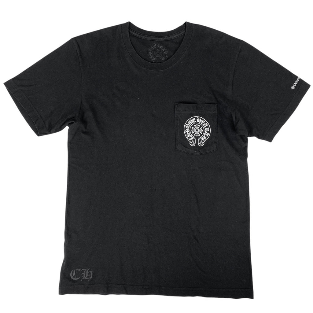 クロムハーツ ホースシュー プリント Tシャツ クルーネック トップス 半袖Ｔシャツ 綿 ブラック メンズ 【中古】brapp