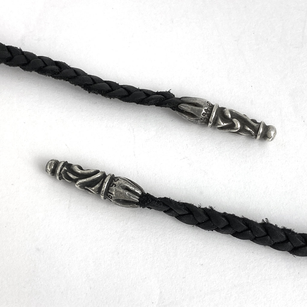 クロムハーツ BSフレア レザー ブレイド ネックレス ペンダントトップ ネックレス シルバー925 レザー シルバー メンズ 【中古】bracc