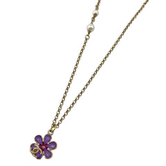 シャネル ココマーク フェイクパール ネックレス フラワーモチーフ カラーストーン グリポア ラインストーン ネックレス GP ゴールド レディース 【中古】bracc