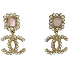 シャネル ココマーク ラインストーン ピアス スイング ピアス GP ゴールド ピンク レディース 【中古】bracc