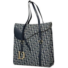 クリスチャンディオール トロッター柄 ハンドバッグ サドル ハンドバッグ キャンバス ネイビー レディース 【中古】brbag