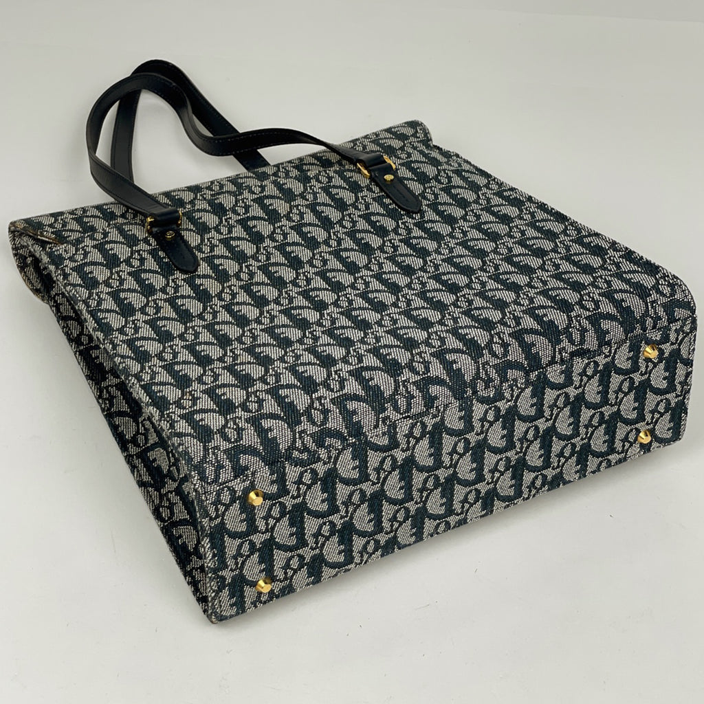 クリスチャンディオール トロッター柄 ハンドバッグ サドル ハンドバッグ キャンバス ネイビー レディース 【中古】brbag