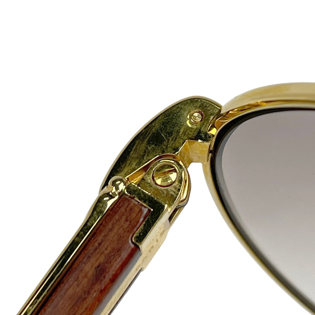 カルティエ トリニティ メガネ ロゴ ウッドテンプル カラーレンズ 度なし 135b 眼鏡 メタル ウッド ゴールド ブラウン レディース 【中古】brbag