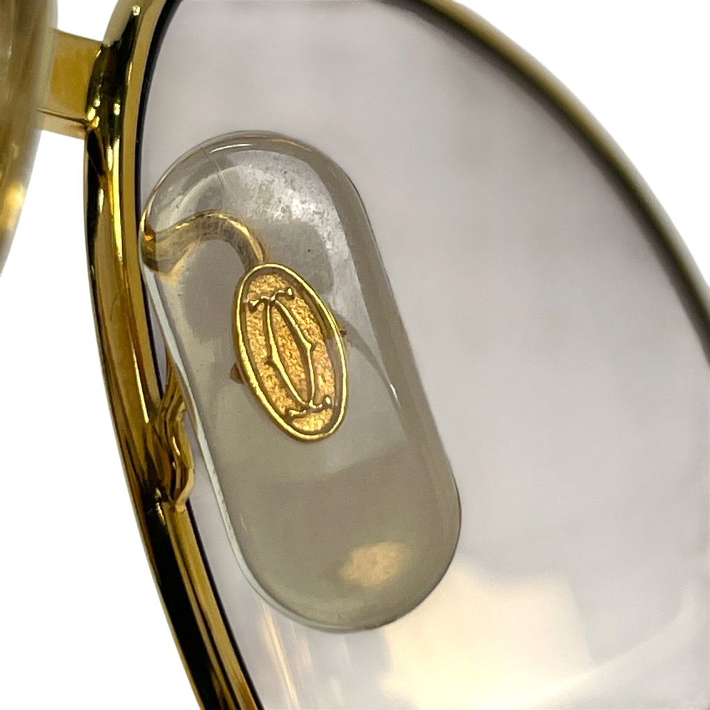 カルティエ トリニティ メガネ ロゴ ウッドテンプル カラーレンズ 度なし 135b 眼鏡 メタル ウッド ゴールド ブラウン レディース 【中古】brbag