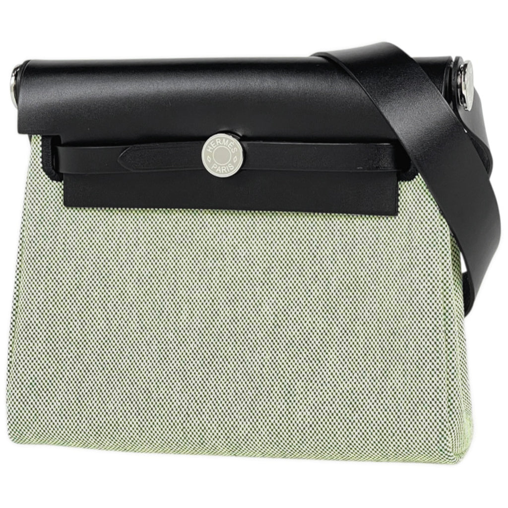 エルメス エールバッグ ジップ 20 ショルダーバッグ トワルアッシュ グリーン ブラック W レディース 【中古】brbag