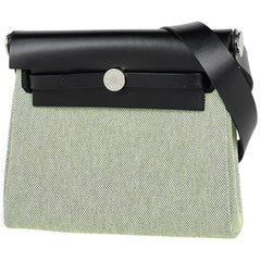 エルメス エールバッグ ジップ 20 ショルダーバッグ トワルアッシュ グリーン ブラック W レディース 【中古】brbag