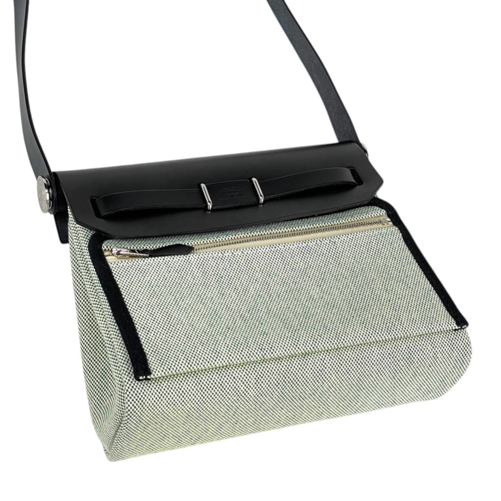 エルメス エールバッグ ジップ 20 ショルダーバッグ トワルアッシュ グリーン ブラック W レディース 【中古】brbag