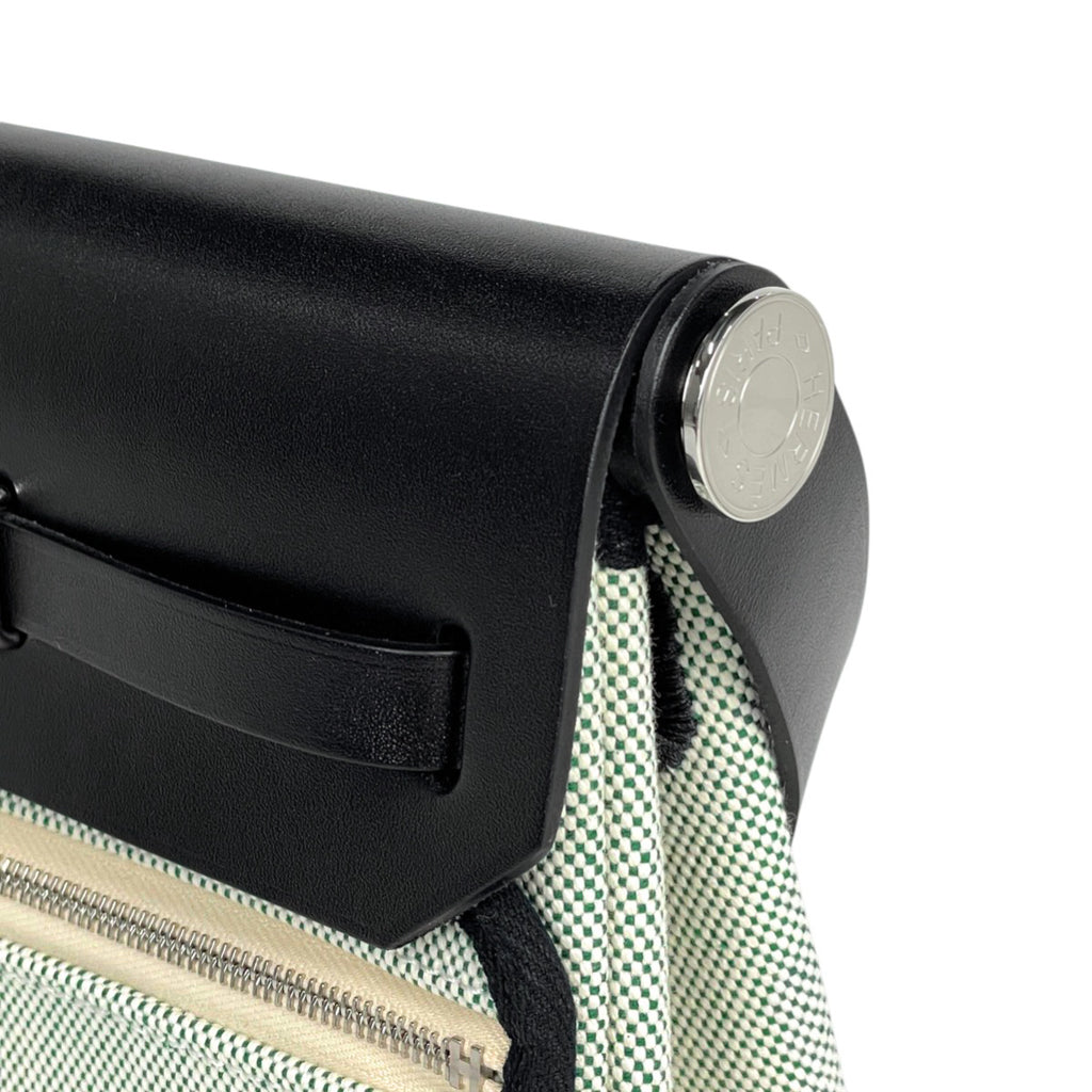 エルメス エールバッグ ジップ 20 ショルダーバッグ トワルアッシュ グリーン ブラック W レディース 【中古】brbag
