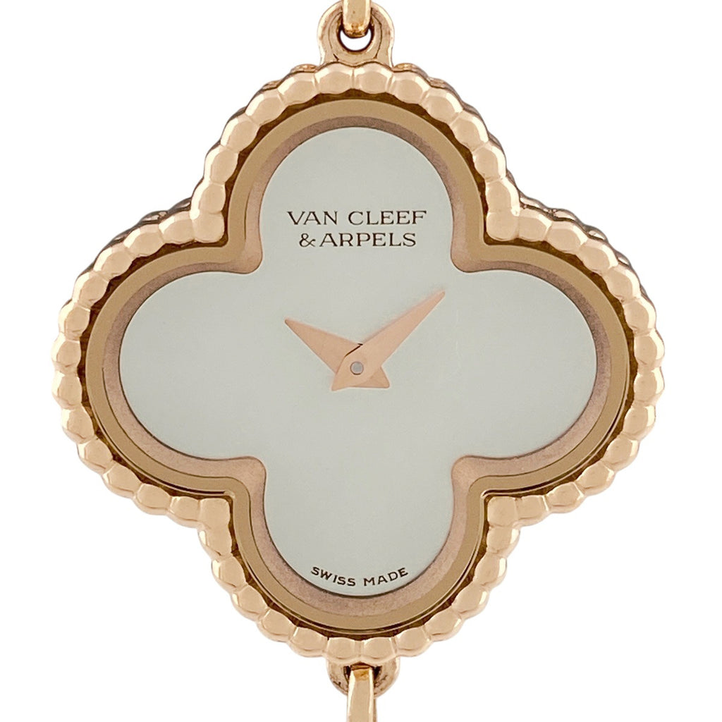 ヴァンクリーフ＆アーペル スウィート アルハンブラ ウォッチ VCARO8SG00 腕時計 ダイヤモンド シェル ローズゴールド クォーツ ホワイト レディース 【中古】wtcbb