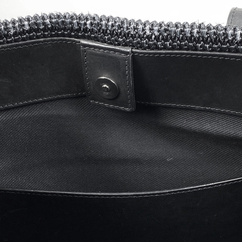 サンローラン ロゴ トートバッグ ラフィア ストロー フリンジ トートバッグ レザー ネイビー 490793 レディース 【中古】brbag