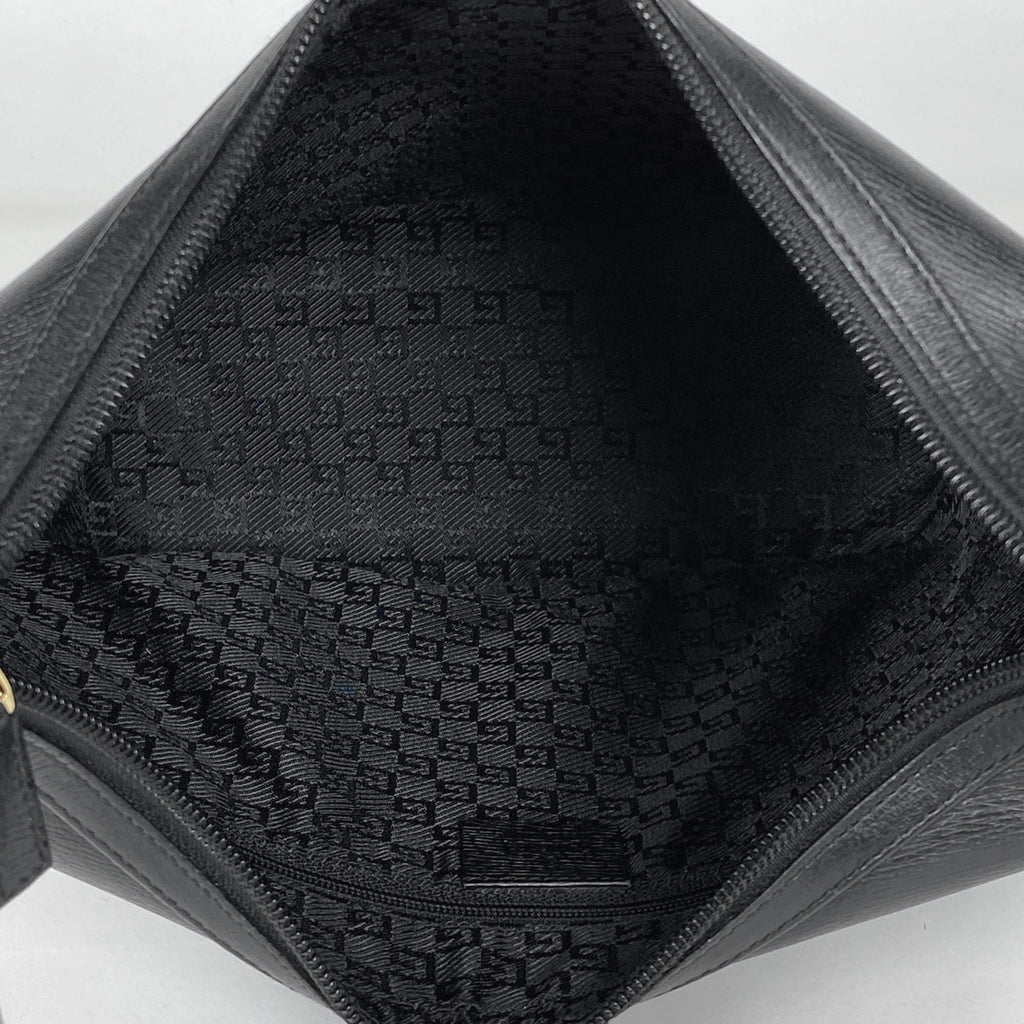 グッチ ロゴ ショルダーバッグ ワンショルダー ショルダーバッグ レザー ブラック 0014204 レディース 【中古】brbag