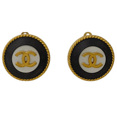 シャネル ココマーク ラウンド イヤリング 丸型 イヤリング GP ゴールド ブラック レディース 【中古】bracc