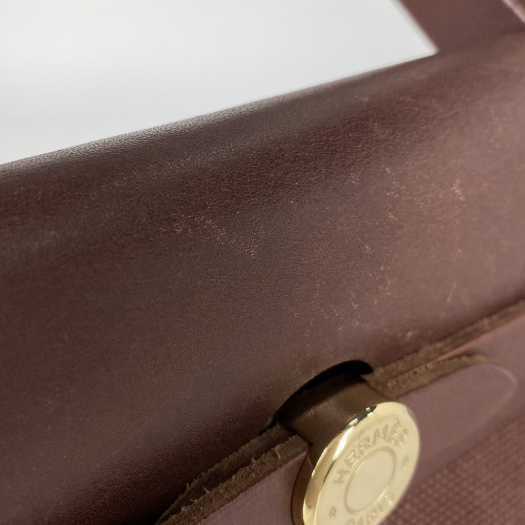 エルメス エールバッグ PM 2WAY ショルダーバッグ ハンドバッグ トワルアッシュ ブラウン ナチュラル □E レディース 【中古】brbag
