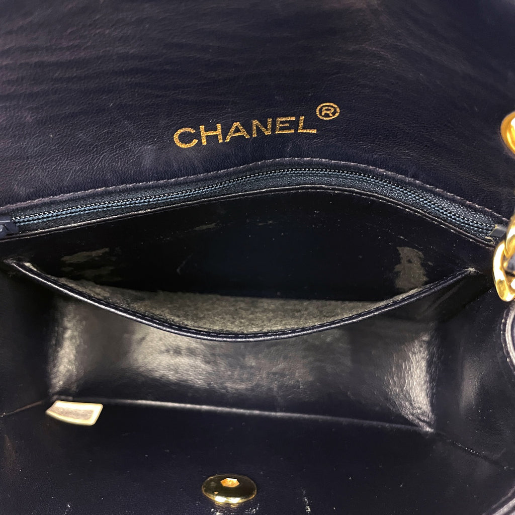 【ジャンク品】シャネル ミニ マトラッセ シングルフラップ チェーン ショルダーバッグ ココマーク ショルダーバッグ レザー ネイビー A01115 レディース 【中古】brbag