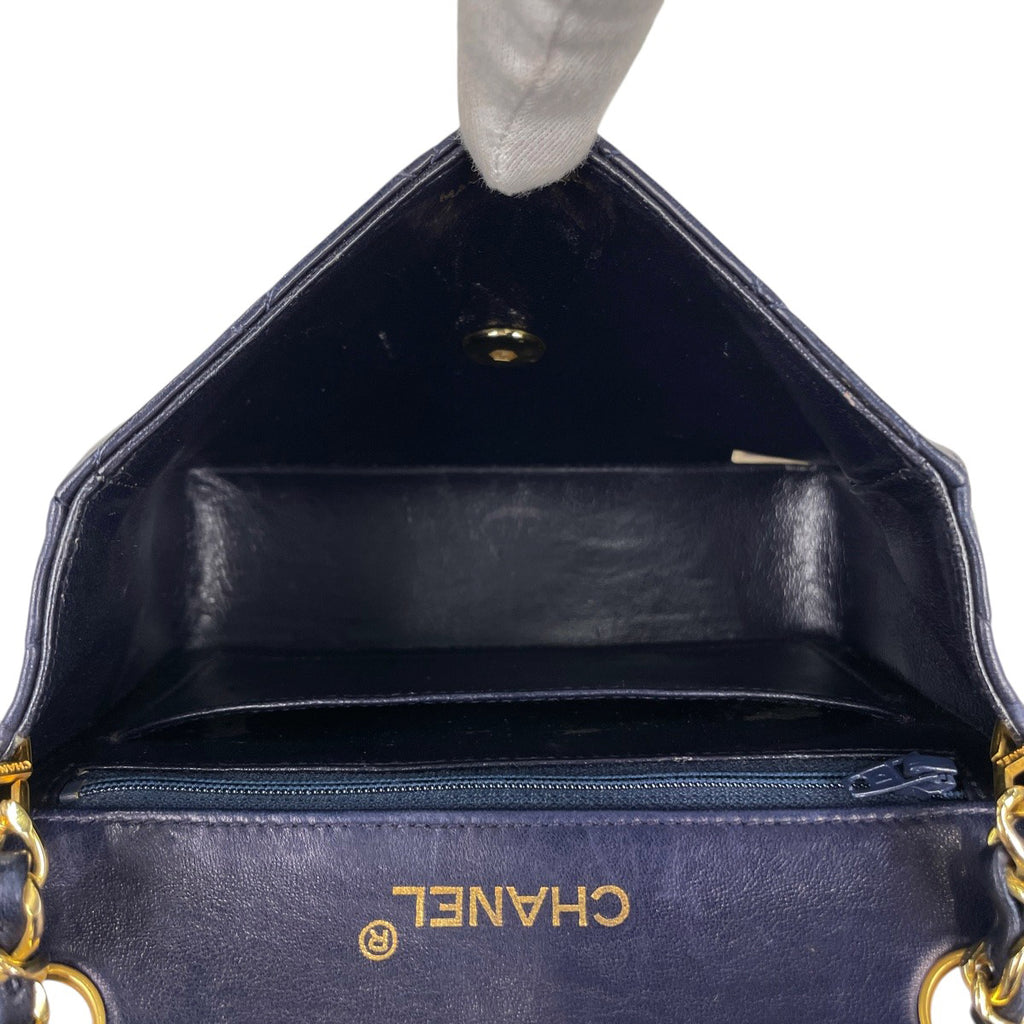 【ジャンク品】シャネル ミニ マトラッセ シングルフラップ チェーン ショルダーバッグ ココマーク ショルダーバッグ レザー ネイビー A01115 レディース 【中古】brbag