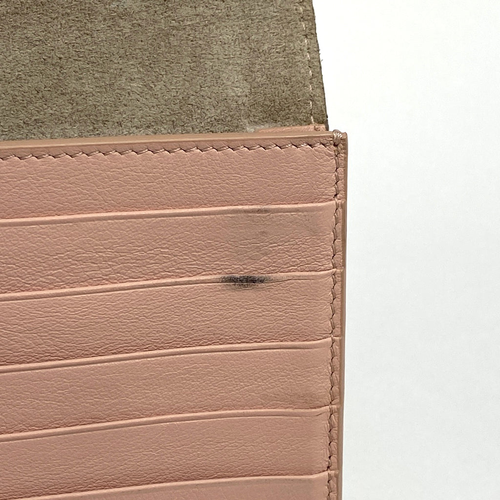 セリーヌ ラージストラップ ウォレット 二つ折り財布 長財布 レザー ベージュ ピンク レディース 【中古】brbag