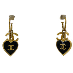 シャネル ココマーク ピアス スイング ハート ピアス GP ゴールド ブラック レディース 【中古】bracc