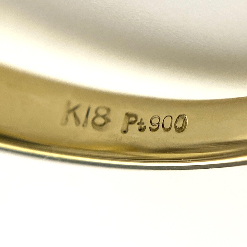 メレダイヤ デザインリング YG イエローゴールド プラチナ 指輪 メレダイヤ リング 6.5号 K18 Pt900 ダイヤモンド レディース 【中古】nbjwl