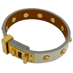 エルメス アスドゥクール ブレスレット バングル 腕輪 ブレスレット GP レザー ゴールド ホワイト レディース 【中古】bracc