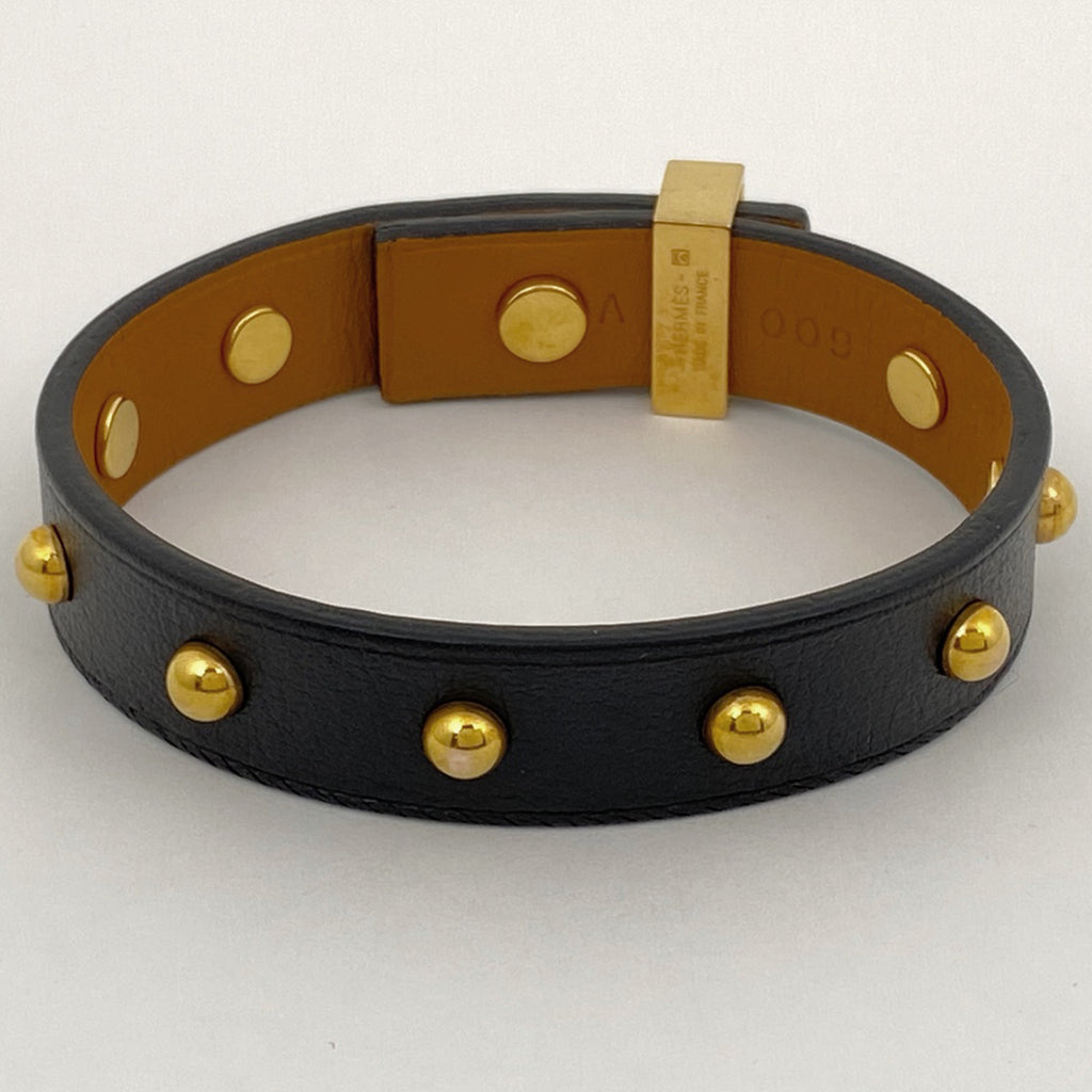 エルメス アスドゥクール ブレスレット バングル 腕輪 ブレスレット GP レザー ゴールド ブラック レディース 【中古】bracc