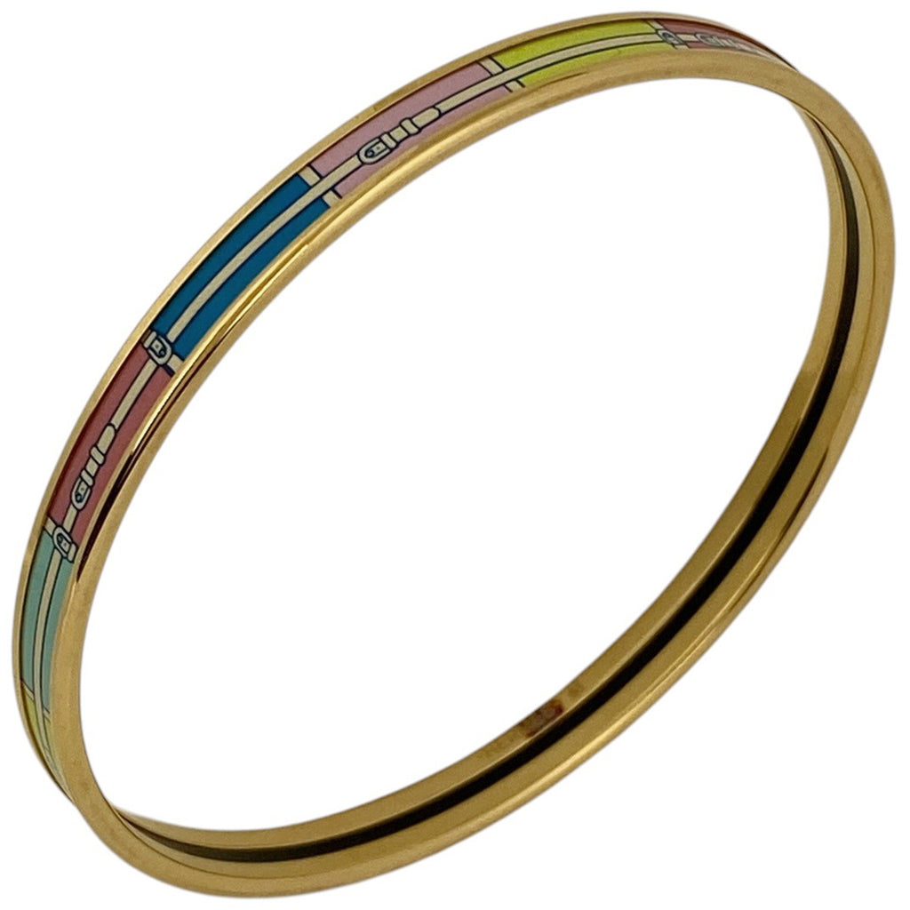 エルメス エマイユ ユニ 腕輪 七宝焼き ブレスレット GP ゴールド マルチカラー レディース 【中古】bracc