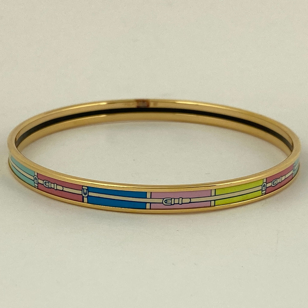 エルメス エマイユ ユニ 腕輪 七宝焼き ブレスレット GP ゴールド マルチカラー レディース 【中古】bracc