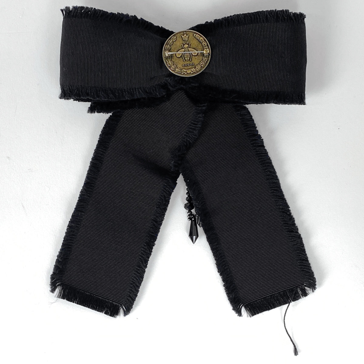 GUCCI　グッチ　グログラン　リボンブローチ　ビジュー　Beeロゴ　ブラック GUCCI - 新品♡GUCCI♡リボンブローチ ネイビーの通販 by ♡E♡4