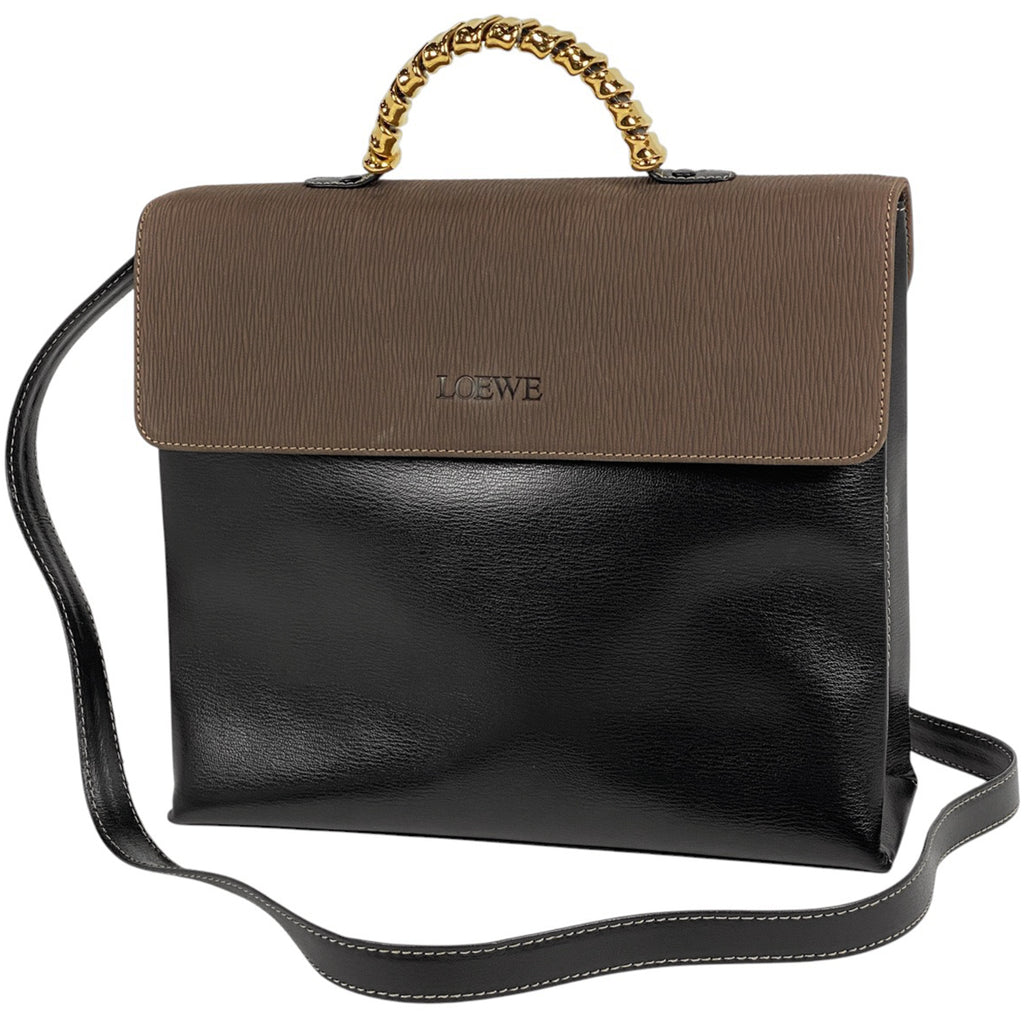 ロエベ ベラスケス ハンドバッグ ロゴ 2WAY ショルダーバッグ ハンドバッグ レザー ブラック ブラウン レディース 【中古】brbag