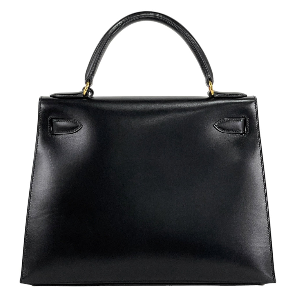 エルメス ケリー 28 2WAY ショルダーバッグ 外縫い ハンドバッグ ボックスカーフ ブラック 〇W レディース 【中古】brbag