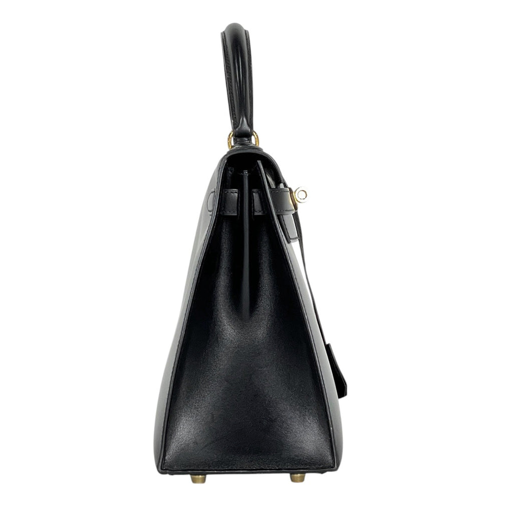 エルメス ケリー 28 2WAY ショルダーバッグ 外縫い ハンドバッグ ボックスカーフ ブラック 〇W レディース 【中古】brbag