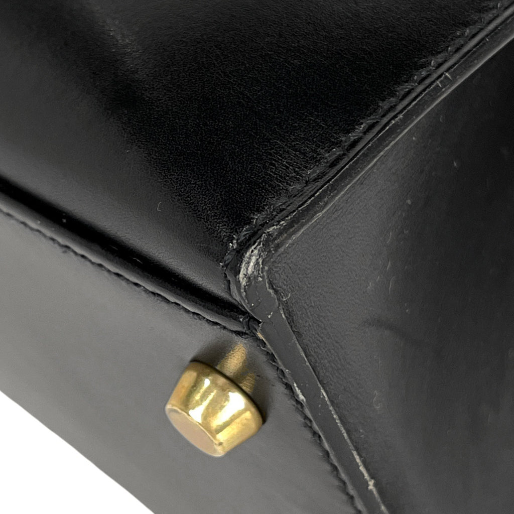 エルメス ケリー 28 2WAY ショルダーバッグ 外縫い ハンドバッグ ボックスカーフ ブラック 〇W レディース 【中古】brbag