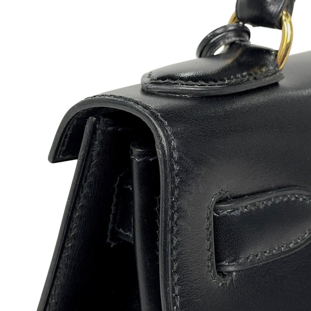 エルメス ケリー 28 2WAY ショルダーバッグ 外縫い ハンドバッグ ボックスカーフ ブラック 〇W レディース 【中古】brbag