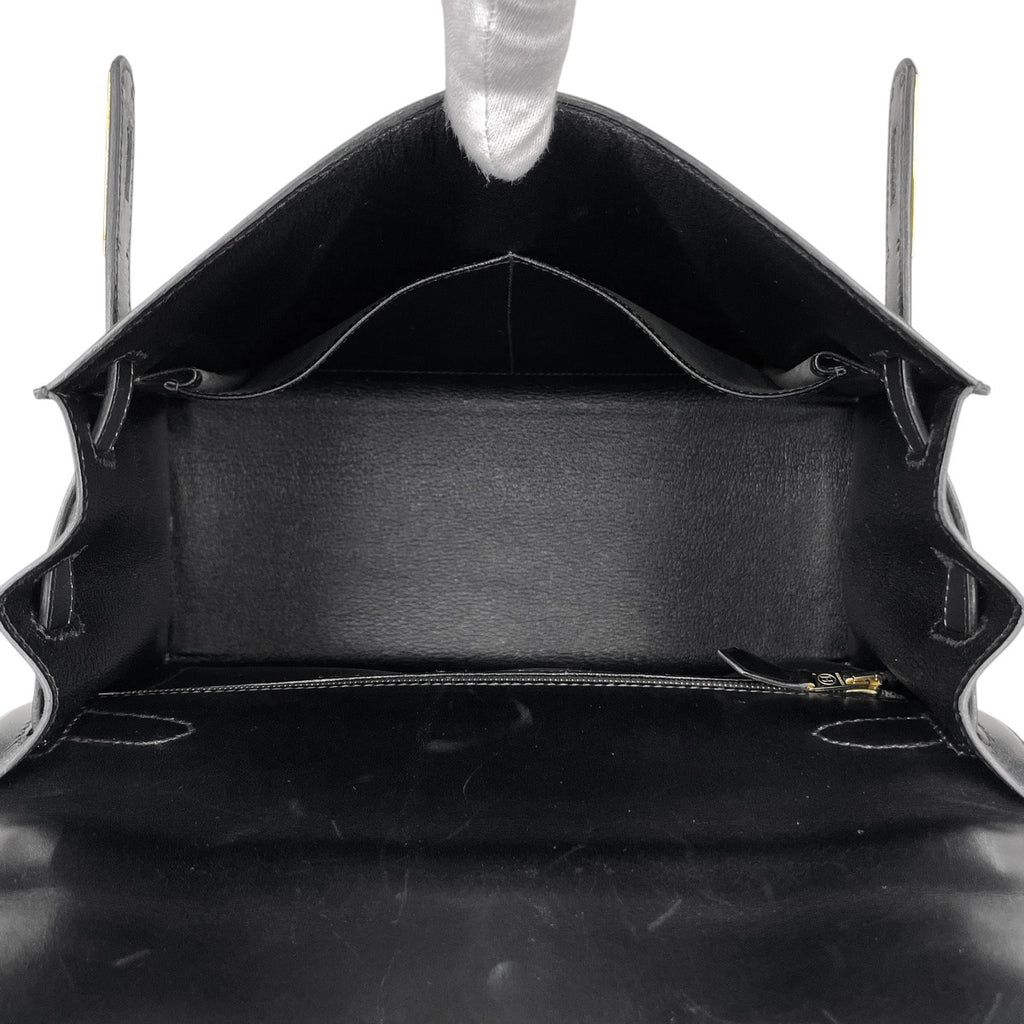 エルメス ケリー 28 2WAY ショルダーバッグ 外縫い ハンドバッグ ボックスカーフ ブラック 〇W レディース 【中古】brbag
