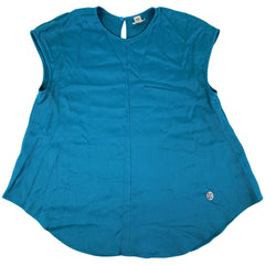 エルメス フレンチスリーブ カットソー ダブルH トップス カットソー レーヨン 絹 ブルー レディース 【中古】brapp