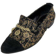 シャネル ココマーク パンプス ライオンチャーム 靴 パンプス ファブリック スエード ブラック ゴールド レディース 【中古】brapp